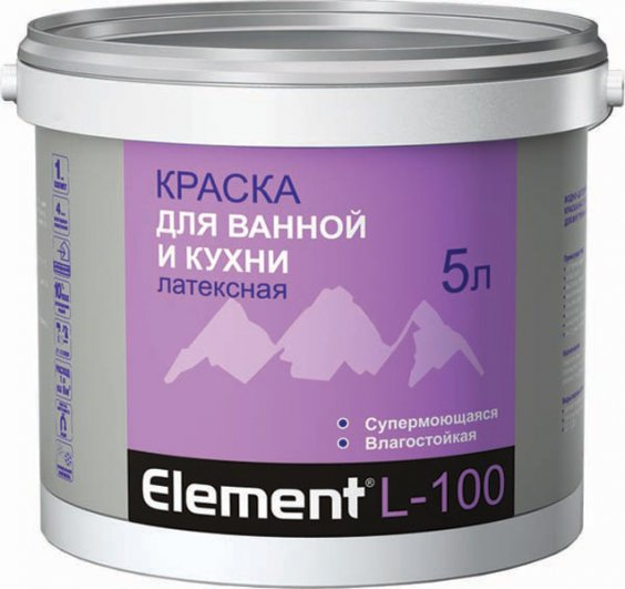 Альпа Элемент L-100 краска латексная для ванной и кухни 10л/15,7кг (44)