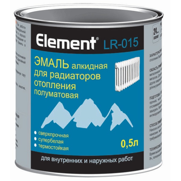 Альпа Элемент LR-015 Эмаль алкидная для радиаторов полуматовая 0,5л/0,67кг (528)