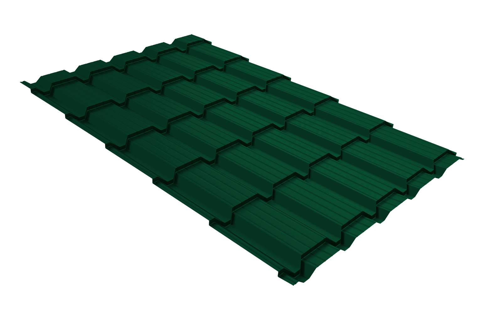 Металлочерепица Верховье квадро профи Grand Line 0,45 Drap TX RAL 6005 зеленый мох
