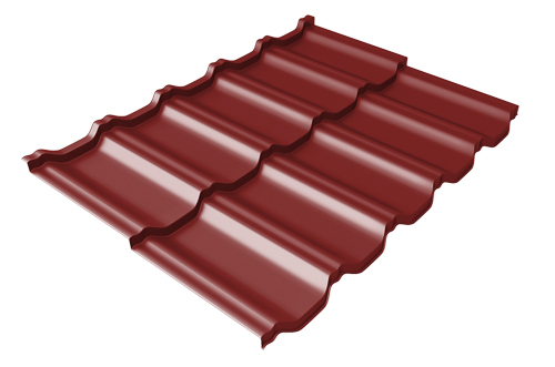 Металлочерепица модульная квинта Uno Grand Line c 3D резом 0,5 Satin RAL 3011 коричнево-красный