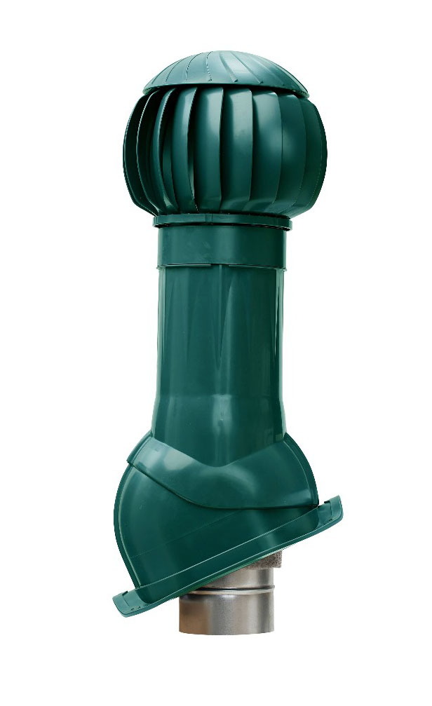 Комплект вентиляции Gervent для кровли Монтеррей, 160 мм, труба изолированная 150 мм, RAL 6005, зеленый мох