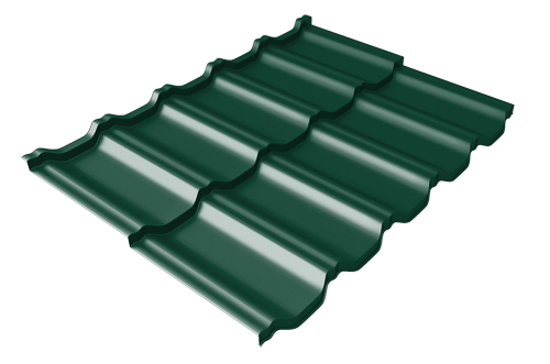 Металлочерепица модульная квинта Uno Grand Line c 3D резом 0,5 Satin Matt RAL 6005 зеленый мох