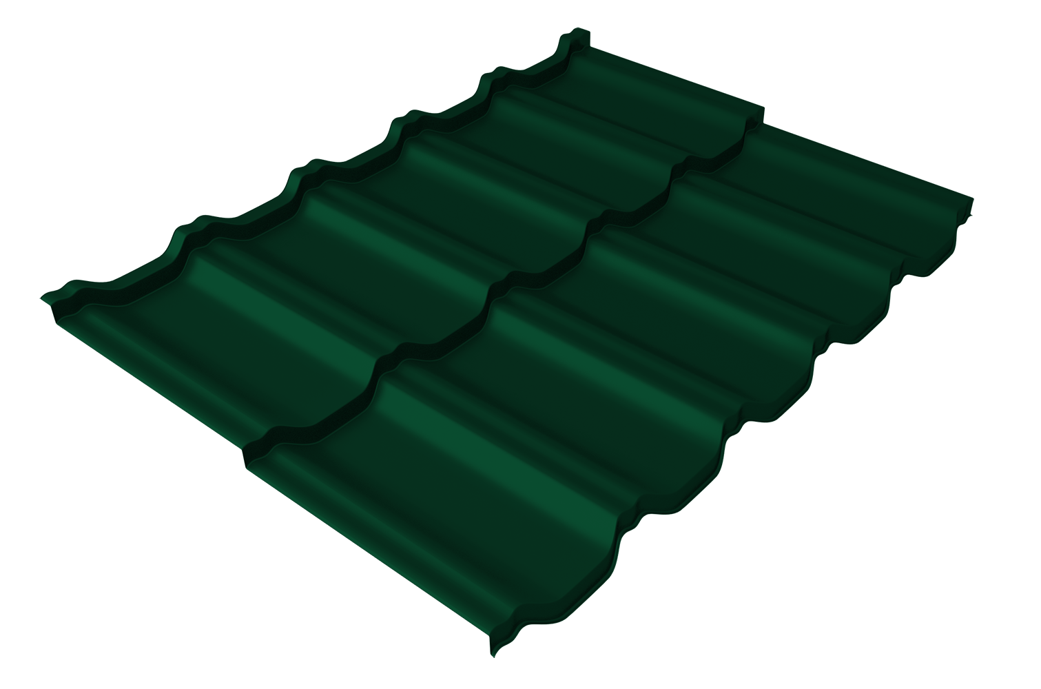 Металлочерепица модульная квинта Uno Grand Line c 3D резом 0,45 Drap TX RAL 6005 зеленый мох