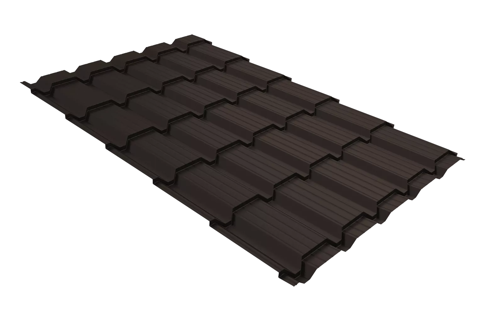 Металлочерепица Верховье квадро профи Grand Line 0,45 Drap RR 32 темно-коричневый