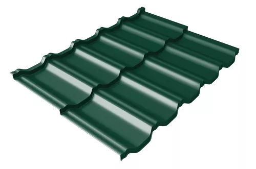 Металлочерепица модульная квинта Uno Grand Line c 3D резом 0,5 PurLite Matt RAL 6005 зеленый мох