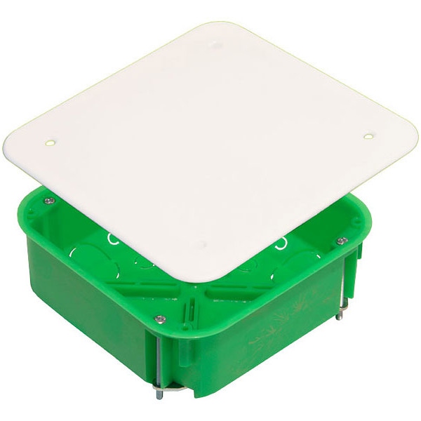 Коробка разветвительная КР1201 скрытой установки в гипсокартон зеленый 106х106х45 IP30 Hegel (1/100)
