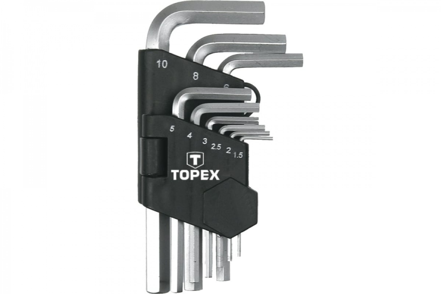 Набор ключей шестигранных TOPEX 1,5-10мм удлиненные, с рукояткой (9шт)