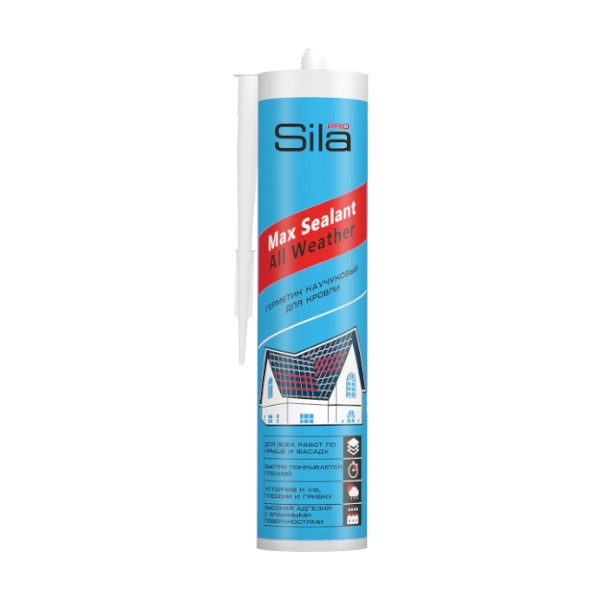 SILA PRO Max Sealant, All weather, каучуковый герметик для кровли, бесцветный, 290 мл (1уп.-12шт.)