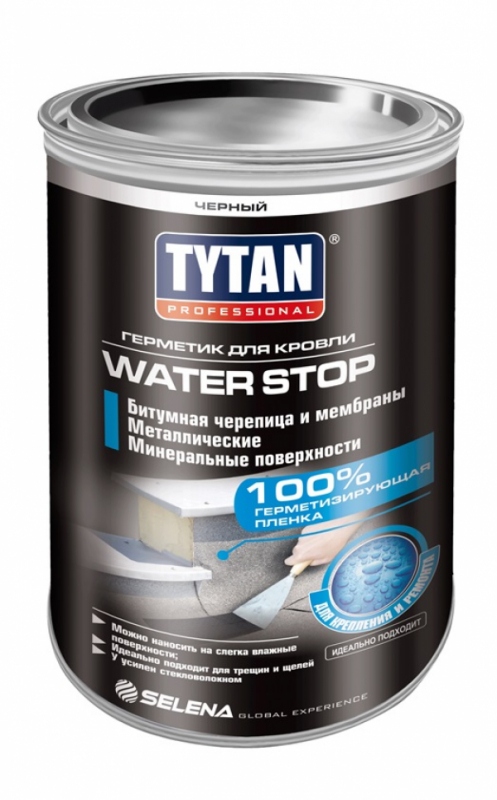 Tytan Professional Герметик для кровли WATER STOP Черный 1кг